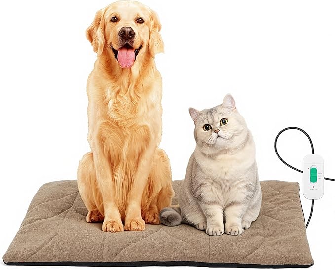 Dog Heating Pad (56"x40") - Waterproof Electric Heated Mat & Pet Bed for Indoor and Outdoor Use, Chew Resistant Cord, Machine Washable Cover with Wheat Pattern Quilting, for Cats and Pets