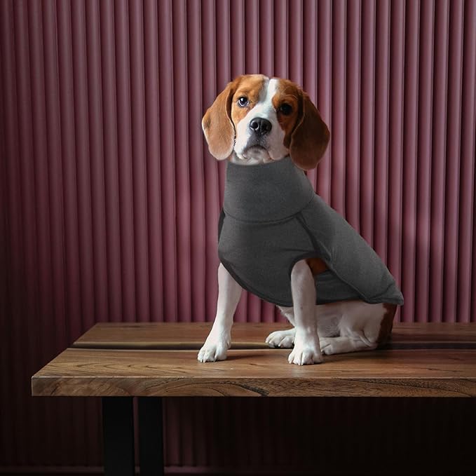 ROZKITCH Soft Dog Sweater Pullover Pajamas, Pet Windproof Warm Cold Weather Jacket Vest Cozy Jumpsuit Apparel Outfit Clothes for Walking Hiking Travel Sleep Black M