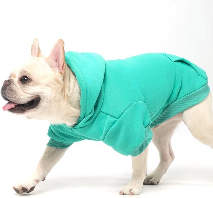 KOOLTAIL Basic Dog Hoodie - Soft & Warm Pet Hoodie Sweater with Leash Hole and Pocket, Dog Winter Coat, Cold Weather Clothes Sweatshirt for Small Medium Large Dogs Puppy Cat Boys Girls Lake Blue SM