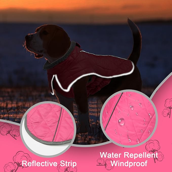 Fragralley Dog Winter Coat, Waterproof Windproof Reflective Fleece Jacket with Harness Hole, Warm Snow Vest for Small Medium Large Dogs, Ideal Gifts