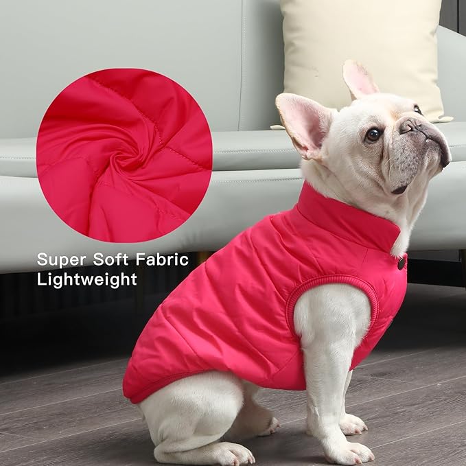 2 Layers Fleece Lined Warm Dog Jacket for Winter Cold Weather,Soft Windproof Medium Dog Coat,Pink L
