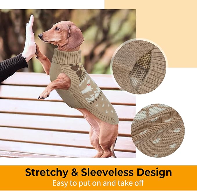 Lelepet Dachshund Sweater, Turtleneck Dog Sweaters for Small Dogs, Warm Pullover Knitted Pet Coat, Cold Weather Dachshund Clothes, Fall/Winter Cozy Outfit (XS-XL)