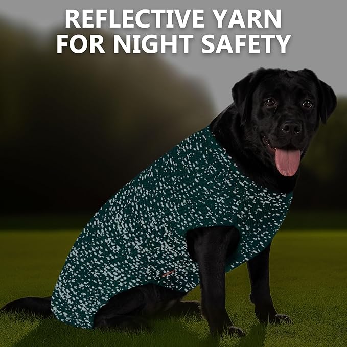 KYEESE Dog Christmas Sweater with Leash Hole for Small Dogs Male Warm Pullover with Reflective Yarn Soft Knit Pullover Boy Dog Coats Cozy Lightweight Thick Sweater Pet Indoor Outdoor Wear,Green,Small