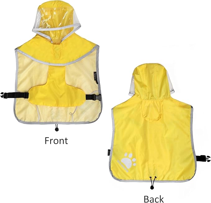 MAMORE Dog Raincoat Waterproof, Lightweight Adjustable Dog Rain Coat Hooded Poncho with Reflective Strip for Large Medium Small Dogs (Yellow, XXX-Large)