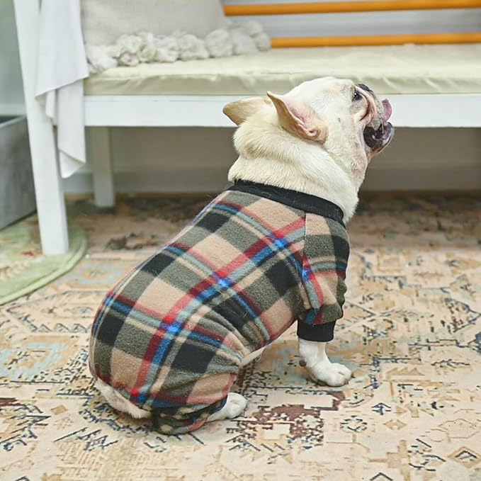 SCENEREAL Fall Dog Pajamas for Small Medium, Thanksgiving Puppy Sweater, Soft and Warm Pet Clothes, Onesie Outfits for Doggie Winter, Thanksgiving Christmas Jammies Pjs, Brown