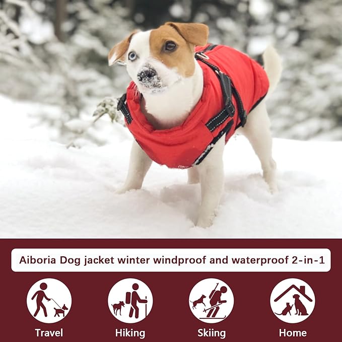 Aiboria Dog Jackets Coat for Winter Windproof Waterproof Fleece Vest Dog Jacket with Chest Strap Belt Purple XL