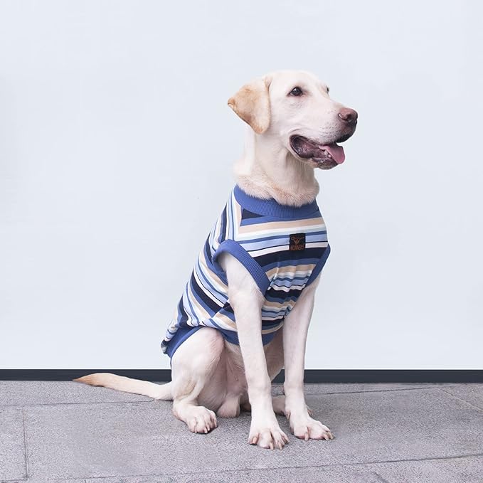 Extra Large Dog T Shirts Clothes Sleeveless Tank Top Vest for Labrador Rottweiler Great Dane, Blue, Large