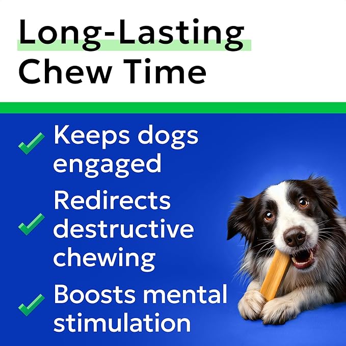 BARK&SPARK Yak Cheese Himalayan Dog Chews - 100% Natural & Long Lasting Dog Treats, Yak Milk Chews for Small, Medium & Large Dogs, Lactose & Gluten Free Dental Sticks, Healthy & Safe (4 Large Chews)