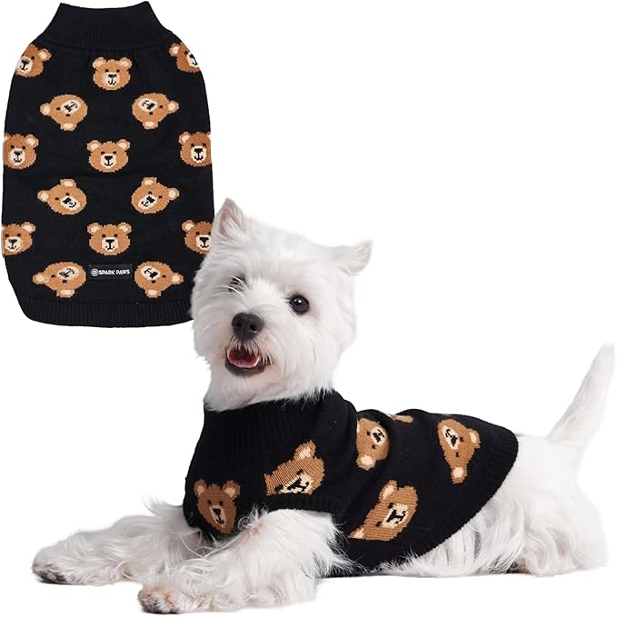 Spark Paws Knit Dog Sweater – Ultra Soft Warm Winter Dog Sweater for Small, Medium & Large Dogs – Stretch Fit Pet Sweater for French Bulldog, Pitbull, Girl & Boy Dogs Jacket, (Broken Teddy, M)