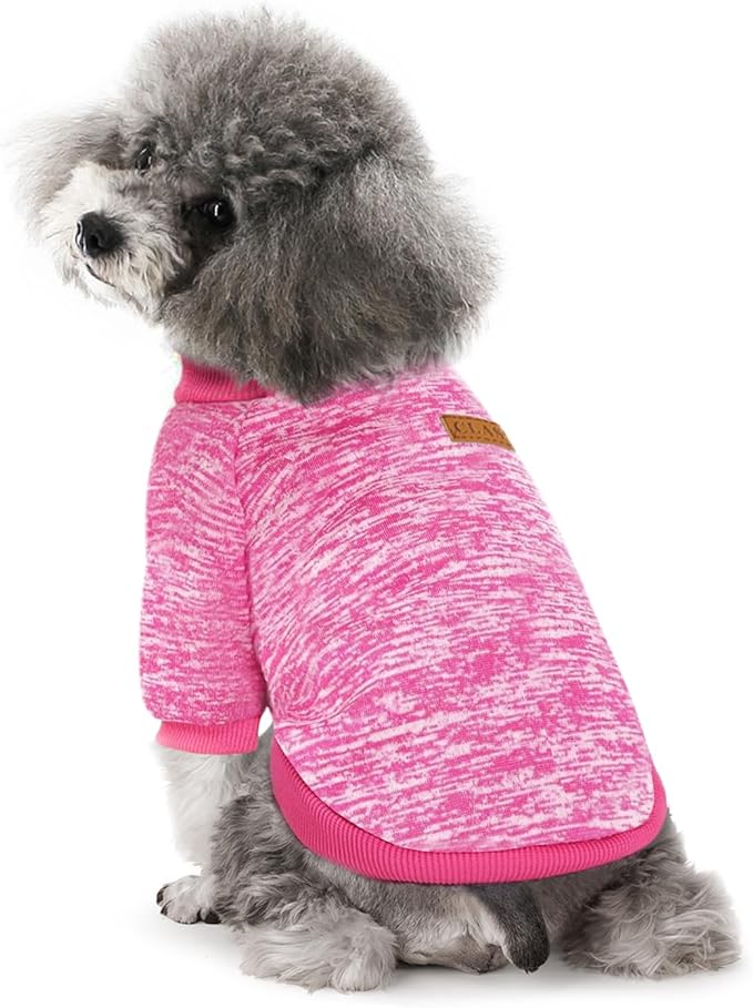 2 Pieces Pet Dog Classic Knitwear Sweater, Fleece Coat for Small,Medium Dogs,Warm Pet Dog Cat Clothes,Soft Puppy Customes for Chihuahua Yorkshire Tzu (Rose Red Orange,M)