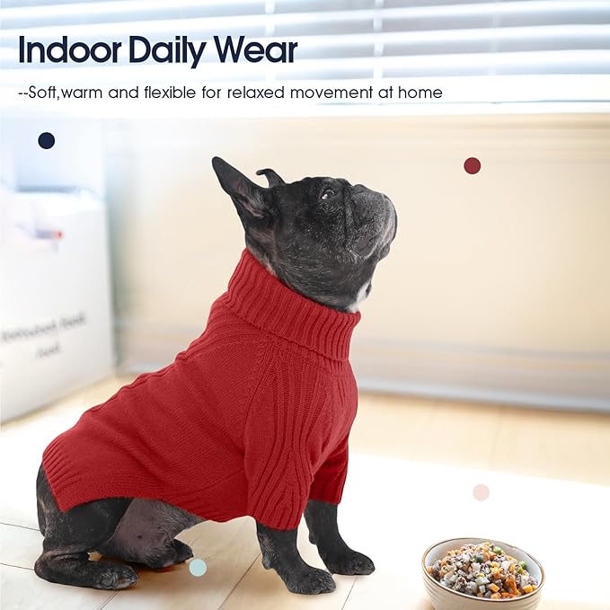 IECOii Extra Large Dog Sweater 4XL,Thermal Warm Dog Sweaters for Giant Breed Dogs,Turtleneck Knitted Knitwear for Pet Winter,Stretchy&Easy On Doggy Sweatshirt for Doberman,Great Dane(Red,XXXXL)