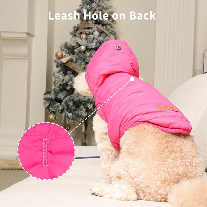 Lining Extra Warm Dog Hoodie in Winter for Large Dogs Jacket Pet Coats with Hooded Pink XXL
