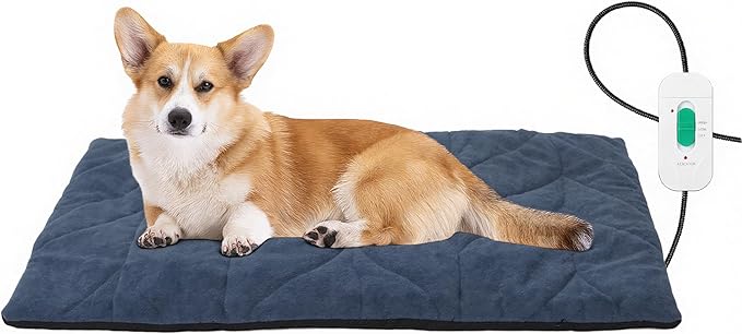 Dog Heating Pad (48"x28") - Waterproof Electric Heated Mat & Pet Bed for Indoor and Outdoor Use, Chew Resistant Cord, Machine Washable Cover with Wheat Pattern Quilting, for Cats and Pets
