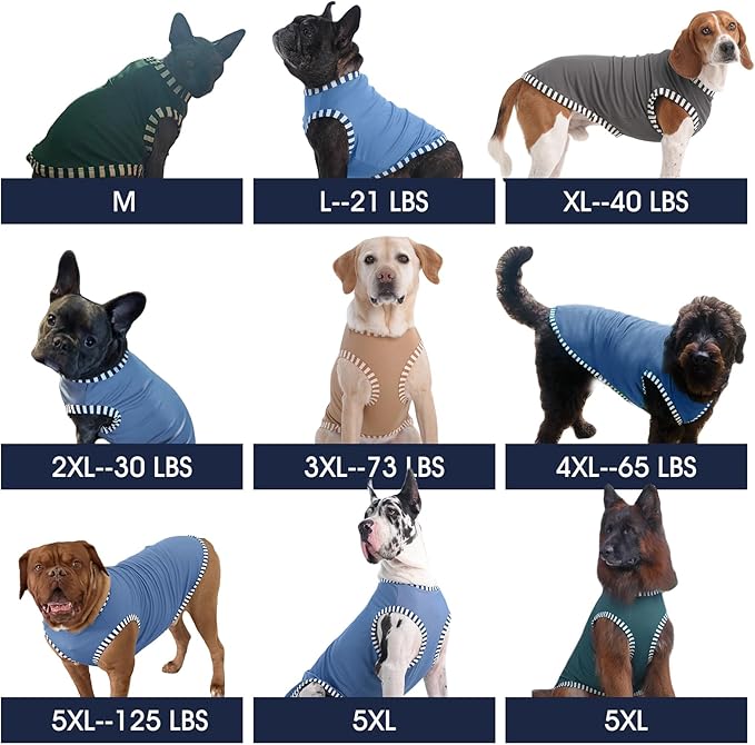 IECOii 2 Pack Dog Shirt for Large Dogs | Pullover T-Shirts, Sun Protection in Outdoor, Sleeveless Tank Top for Large Breeds, Khaki+Green, 3XL