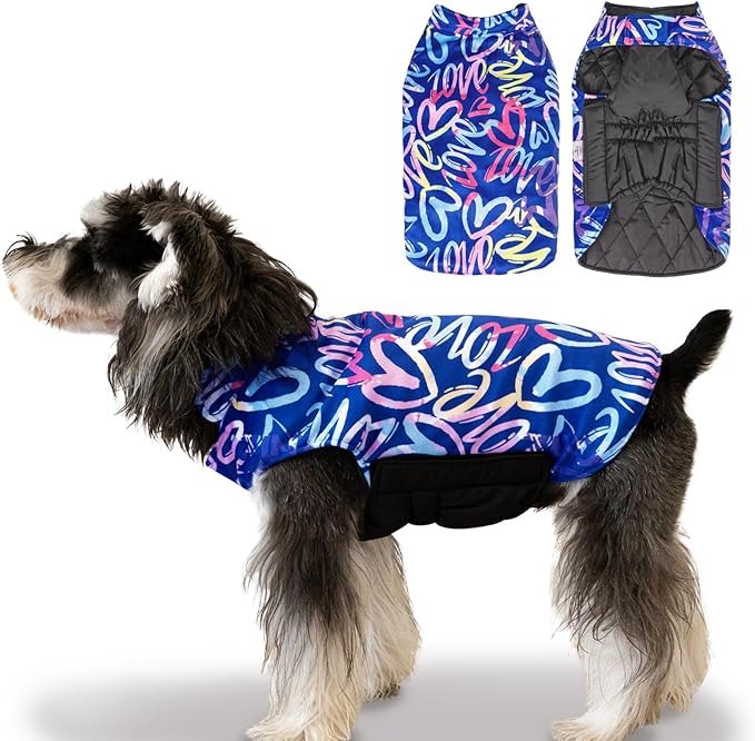 CuteBone Winter Dog Coat - Waterproof Windproof Reversible Vest, Thick Adjustable Cold Weather Jacket for Small Medium Large Dogs, Soft With Leash Hole