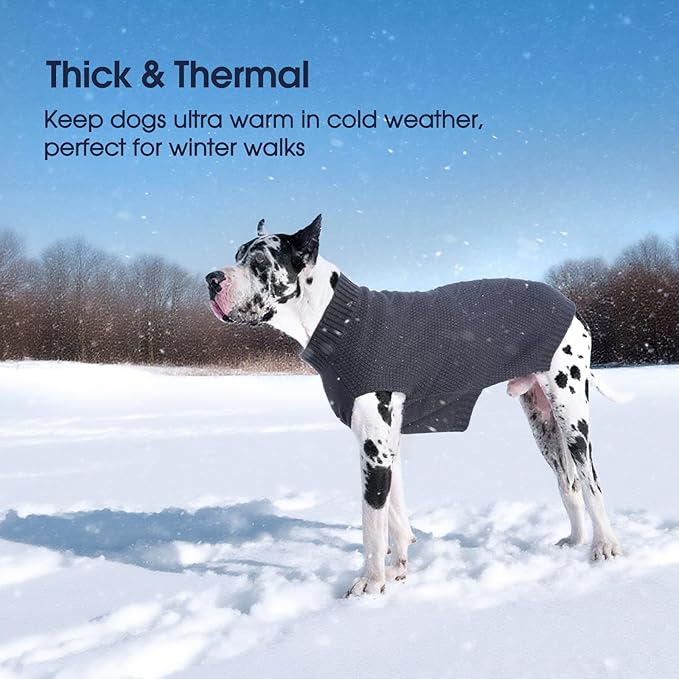 IECOii Dog Sweaters for Large Dogs, XXL Dog Sweater Warm Pullover Vest for Winter, Knitted Sweatshirt for Extra Large Dogs Boy Girl, Labradors, Pitbull Sweaters, Darkgrey - 2XL