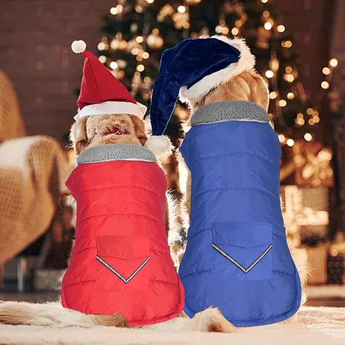 Dog Coat, Waterproof Dog Winter Jacket with Pocket, Reflective Adjustable Pet Snow Vest, Warm Cozy Fleece Sweater for Small Medium Extra Large Dogs - Pink, 2XL