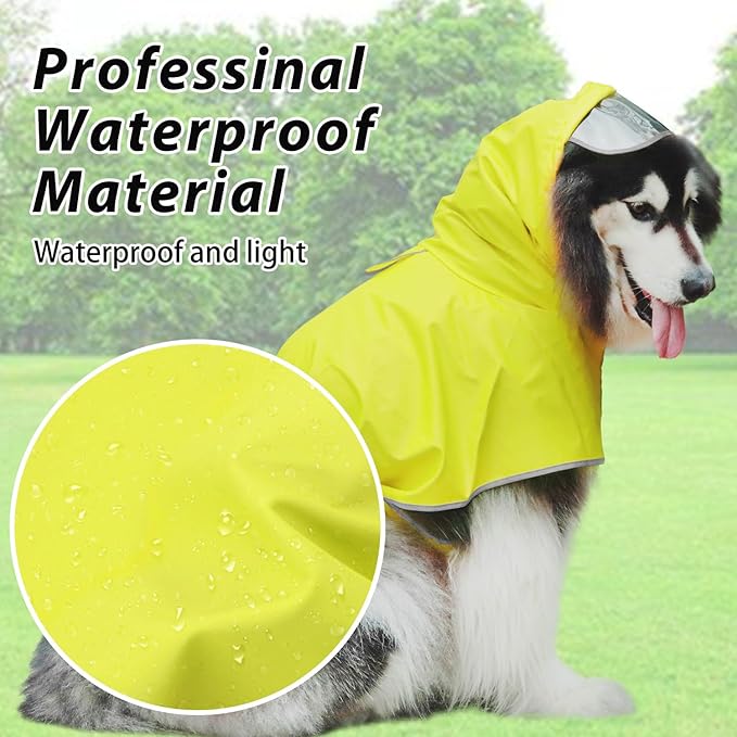 Dog Raincoat Hooded Slicker Poncho - Reflective Lightweight Pet Rain Jacket Coat,Dog Waterproof Raincoat with Adjustable Belly Strap for Small,Medium, Large Dogs (Green, Small)