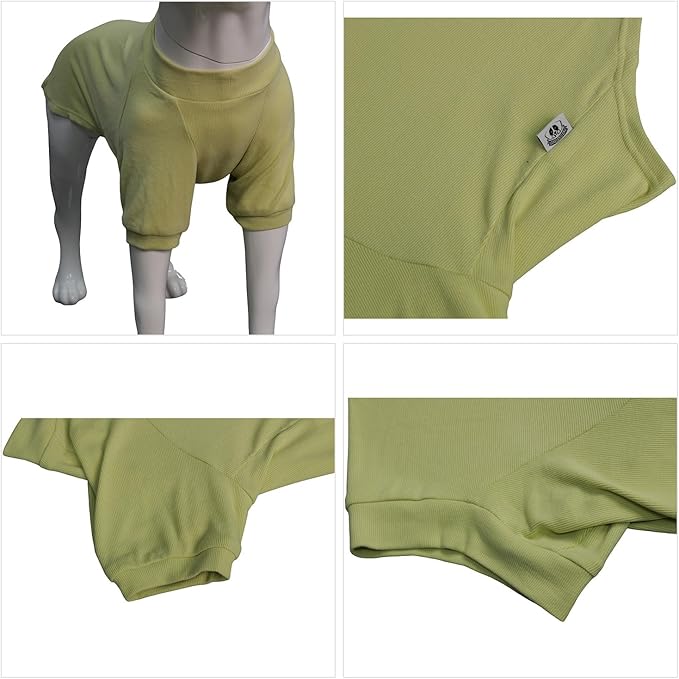 Lovelonglong Ribbed Dog T-Shirt Cotton Knitted Dog Sweaters for All Season Pet T-Shirts for Large Medium Small Dogs Chartreuse 3XL