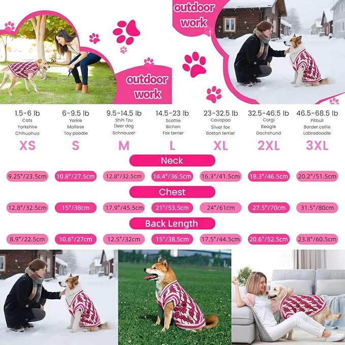 Pet Sweaters for Dogs Boys and Girls, Dynamic Letter Patterned Dog Sweater,Dog Cardigan,Pet Clothes,Pet Knitted Clothing,Fit for Different Seasons and Kinds of Dogs (Pink S)