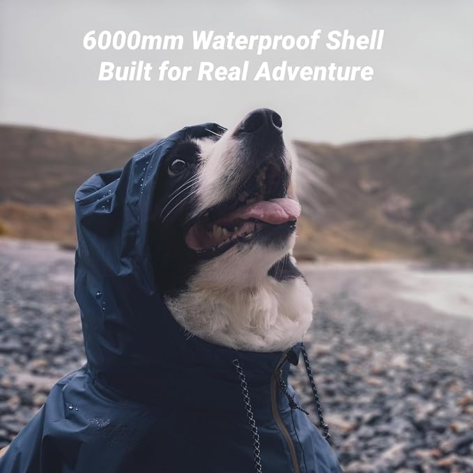 Dog Raincoat with Hood for Medium and Large Dogs - Heavy Rain Resistant Rain Coat for Dogs with 6000mmH2O Waterproof Rating | Lightweight and Adjustable Waterproof Dog Coat | 50 (S)