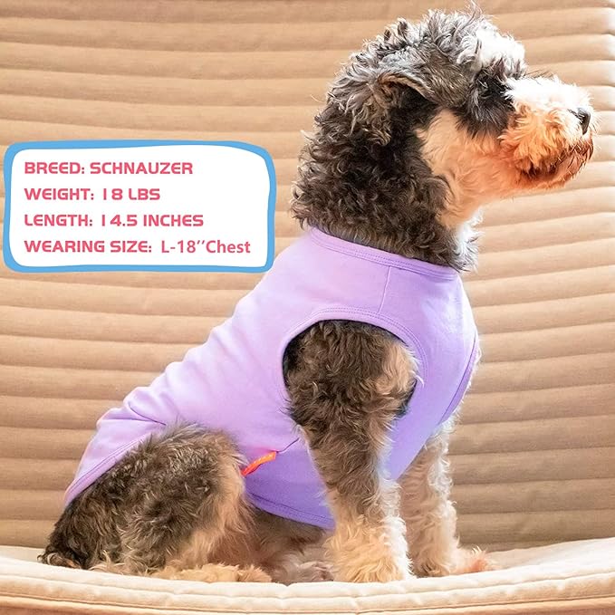 KYEESE 2Pack Dog Shirts Striped T Shirt for Medium Dogs Boy Lightweight Sleeveless Vest Cotton Tank Top Clothes, XX-Large,Purple+Striped