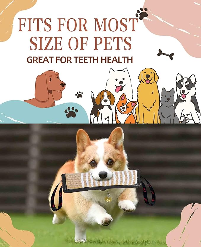 Clysoru Dog Tug Toy Dog Tough Jute Bite Pillow Lasting Training Equipment Puppy to Large Dogs Interactive Toy for Large and Small