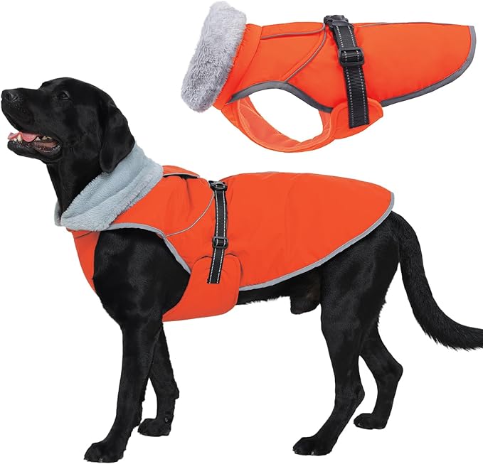Lelepet Warm Dog Winter Coat Reflective Dog Jacket Fleece Vest Waterproof Windproof Cold Weather Coats with Adjustable Buckle Turtleneck Pet Snowsuit for Small Medium Large Dogs,Boxer,Pitbull,XXL