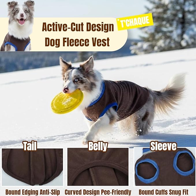 Winter Warm Turtleneck Fleece Vest Dog Sweater, Ultra-Soft & Snug Coat for Large Dogs with Back-Zipper, Thermal Doggie Vests Jacket with Reflective Strip, Pet Clothes Boxer Labrador Boy Girl(Brown,XL)