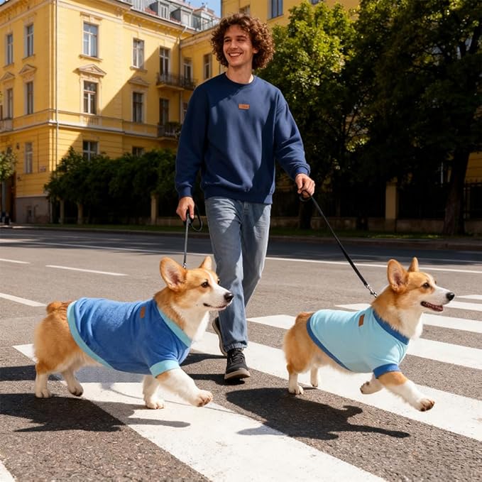 GreenJoy Classic Fleece Dog Sweater – Soft & Warm Stretchy Sweatshirt for Small Dogs & Cats, Cold-Weather Pullover for Everyday Wear (Dark Blue, Large)