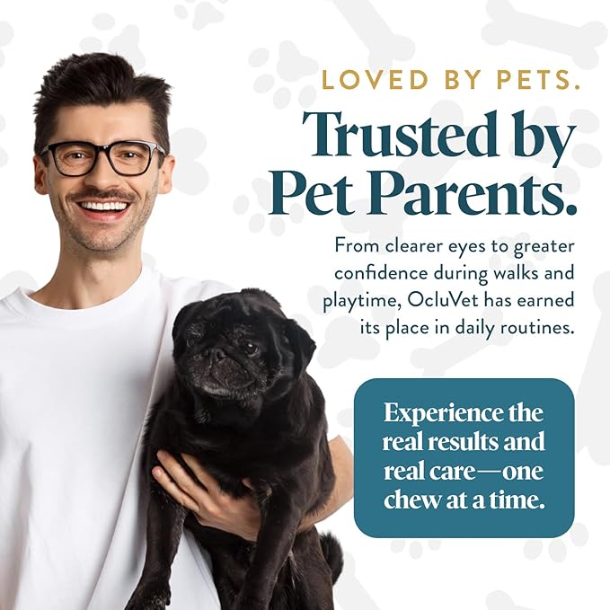 Vision Chews Eye Supplements for Dogs & Cats, Natural Chicken Flavor, Contains Omega 3, Lutein, Antioxidants, & More, Cat & Dog Eye Supplements, No Preservatives, Made in USA, 1 Bag, 15 Chews