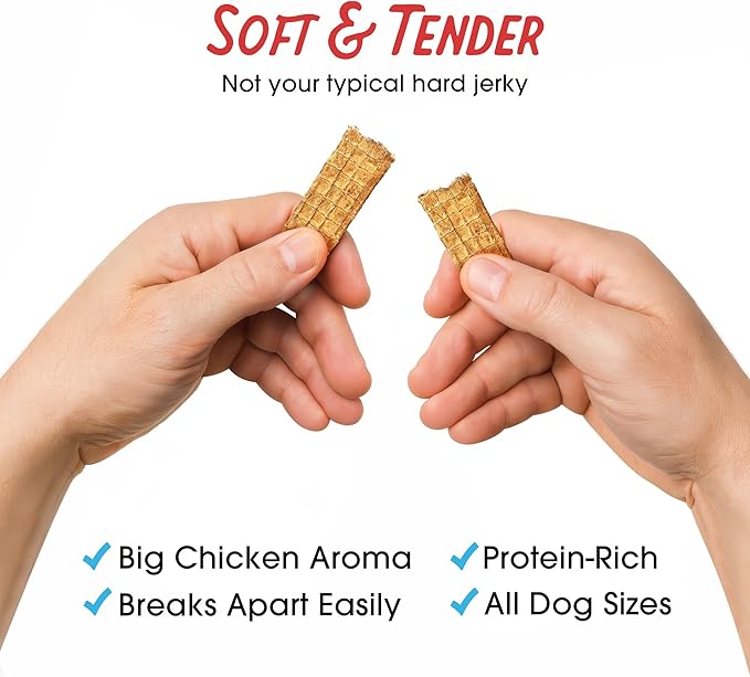 Farmland Traditions Dogs Love Chicken Jerky Dog Treats, Premium Two-Ingredient Dog Jerky with USA-Raised, Human-Grade Chicken & No Antibiotics Ever, 1-Pound Bag (Pack of 2)