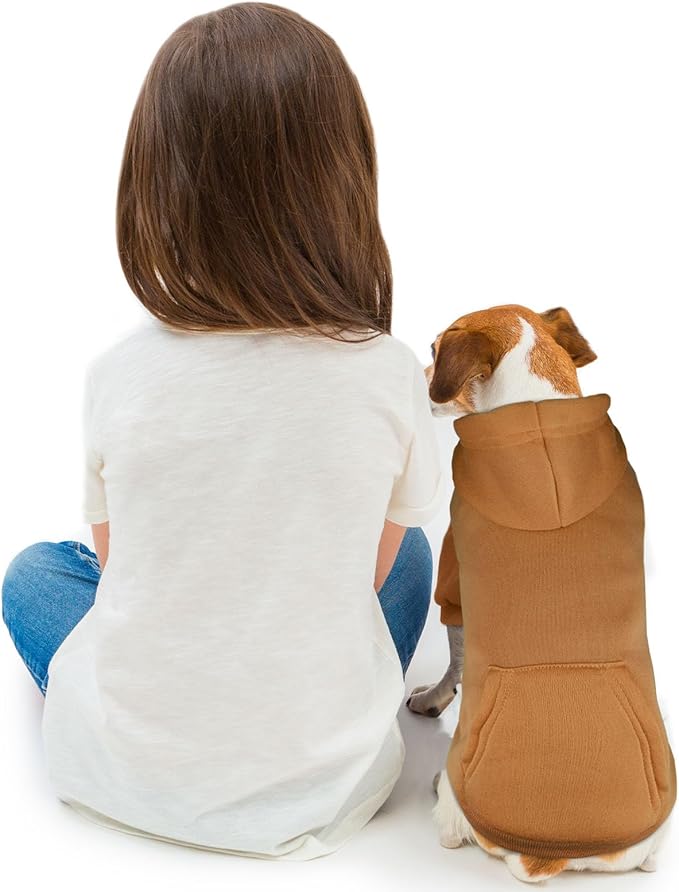 Dog Hoodie Dog Sweaters for Small Dogs Dog Sweater Solid Soft Brushed Fleece Dog Clothes Dog Hoodie Sweatshirt with Pocket(Coffee-XS)