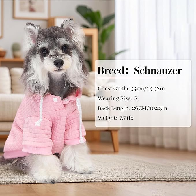 2 Pack Dog Hoodie Sweaters for Small Medium Dogs Warm Dog Clothes for Large Dogs Soft Waffle-Like Laminated Sweatshirt Bulldog (Pink+Purple, XS (Back: 10",Chest: 13", Neck: 9"))