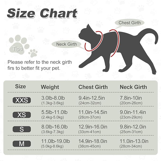 Kitten Cat Harness and Leash Set, Escape Proof Soft 4-Adjustable Cat Walking Vest Harness, Reflective Strips in Harness for Kitty Puppy Bunny Car Travel, with Car Seatbelt Leash (Black, XS)