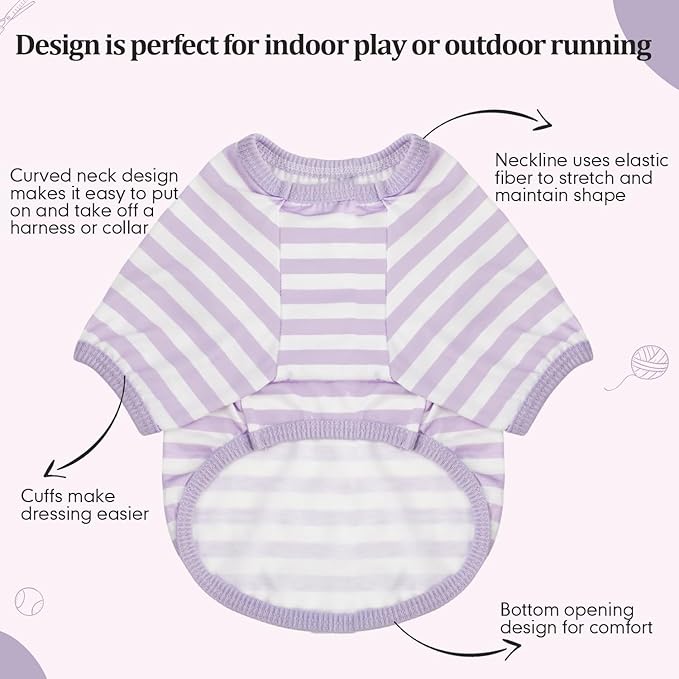 Geyoga 6 Pieces Dog Striped T-Shirt Cotton Breathable Pet Apparel Colorful Puppy Sweatshirt Clothes for Small to Medium Dogs Puppy(Gentle Color,M)