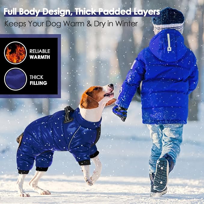 AOFITEE Dog Coat, Waterproof Dogs Jacket for Winter, Warm Fullbody Small Dog Snowsuit, Winter Coat for Small Dogs, Zip Up Pet Puffer Jacket Fleece Vest, Outdoor Reflective Pet Snow Jackets, XXL