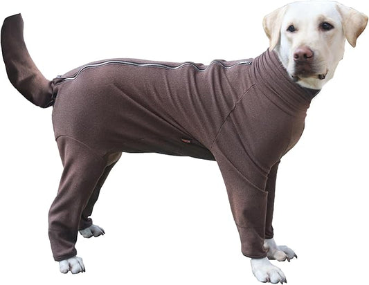 Extra Large Dog Pajamas Pjs Bodysuits Full Body Coverage Onesie Clothes Anxiety Calming Surgery Recovery Suit for Great Dane, Brown, 8X-Large