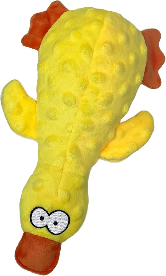 Squeaky Duck Dog Toy for Small, Medium and Large Dogs, Durable Interactive Dog Toys to Keep Them Busy, Soft Crinkle Plush Puppy Chew Toys Teething and Boredom (Mr. Ducky Yellow 1PC)
