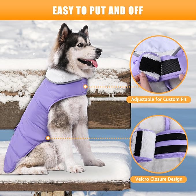 iBuddy Dog Winter Jackets with Fleece Vest,Waterproof Warm Dog Snow Jacket Windproof, Reflective Adjustable Pet Dogs Cold Winter Coat for Large Dogs Girl Boy