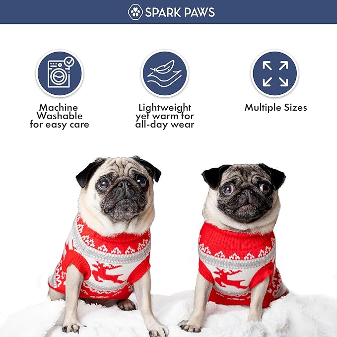 Spark Paws Christmas Dog Sweater - Ultra Soft Holiday Knit Sweater for Small, Medium & Large Dogs, Cute Pet Sweater for French Bulldogs & Big Dogs, Potty V Cut Design Jacket (Winter Wonderland, 4XL)