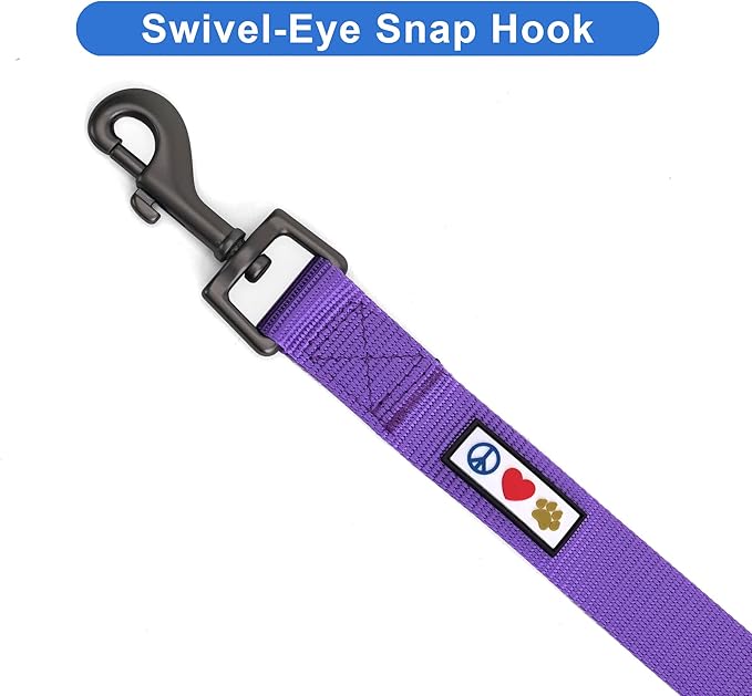 Pawtitas Personalized Dog Leash Embroidered Customize with Your Pet Name & Phone Number Puppy 6 ft Long Medium Large Purple Custom Engraved, Customized M/L (Pack of 1)