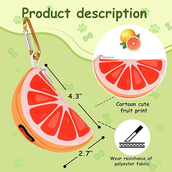 Grapefruit Shape Dog Poop Bag Holder and Carrier - Leash Attachment Poo Bag Dispenser with Stylish Cute Design,Grapefruit,Medium