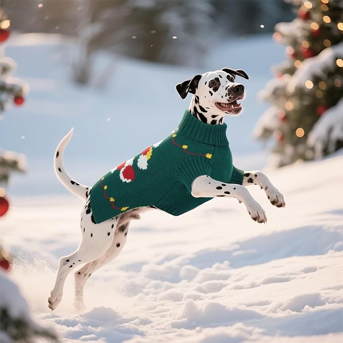 BRKURLEG Dog Sweaters, Christmas Dog Sweaters for Small Dogs Boy Girl, Warm Pet Sweater for Cold Weather, Xmas, New Year, Pet Pullover Sweater for Cats, Dachshund, Poodle, Shih Tzu (Green, S)