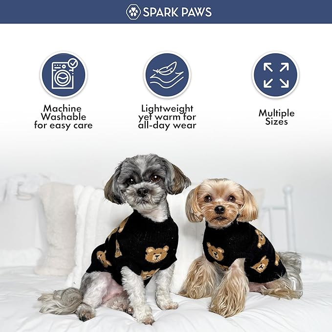 Spark Paws Knit Dog Sweater – Ultra Soft Warm Winter Dog Sweater for Small, Medium & Large Dogs – Stretch Fit Pet Sweater for French Bulldog, Pitbull, Girl & Boy Dogs Jacket, (Broken Teddy, XL)