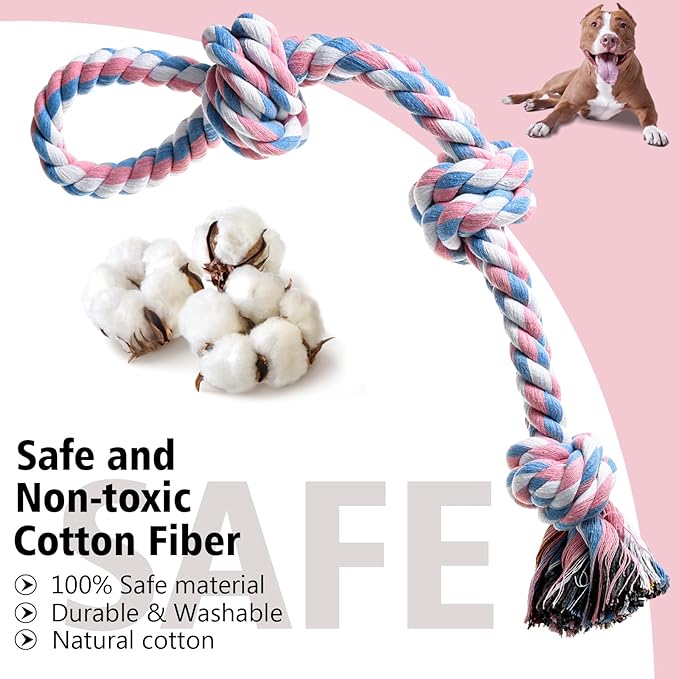 Dog Rope Toys, Indestructible Dog Toy, Dog Chew Toys for Aggressive Chewers, Tough Puppy Teething Chew Toys for Boredom, Dental Cleaning Tug of War Dog Toy, Great for Small to Large Breed