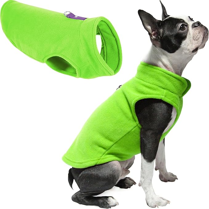 Gooby Fleece Vest Dog Sweater - Lime, X-Small - Warm Pullover Fleece Dog Jacket with O-Ring Leash for Small to Medium Dogs