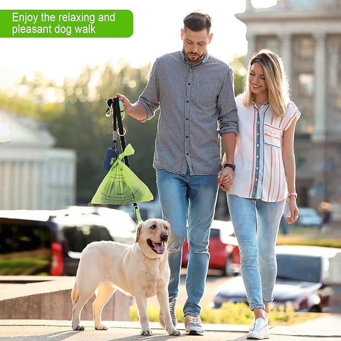 Dog Poop Bags with Dispenser, Unscented, 9 x 13 inch, Guaranteed Leak Proof, Extra Thick Waste Bag Refill Rolls (NavyBlue (105-Bags, 1-Dispenser))
