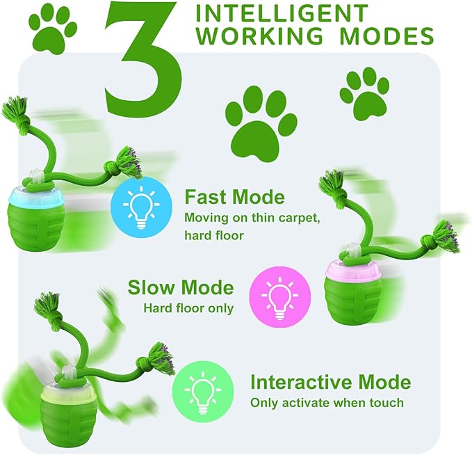 Interactive Dog Toys, [2025 Newly Upgraded] Interactive Dog Ball for Small Dogs, Automatic Moving Dogs Toy Wicked Ball for Boredom & Training, Play Music, USB Rechargeable(Green)