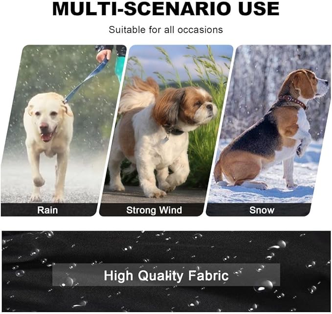 PINA Dog Raincoat & Jacket with Hood & Leash Hole, Lightweight Dog Poncho with Reflective Strap & Pocket for Wet Weather, Full Wrap Design for Full Protection